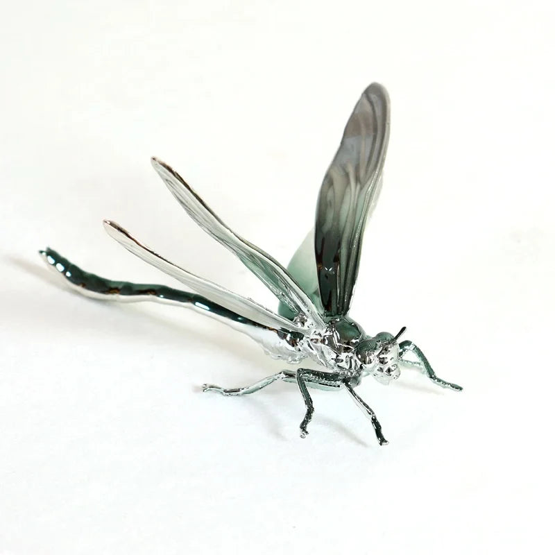 Afralia™ Silver Dragonfly & Beetle Metal Sculpture Home Decor Figurine