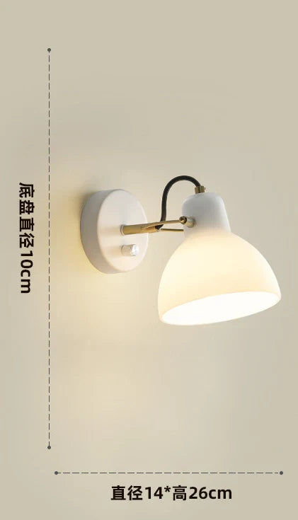 Afralia™ Japanese Style White Glass LED Wall Sconce Adjustable Lighting