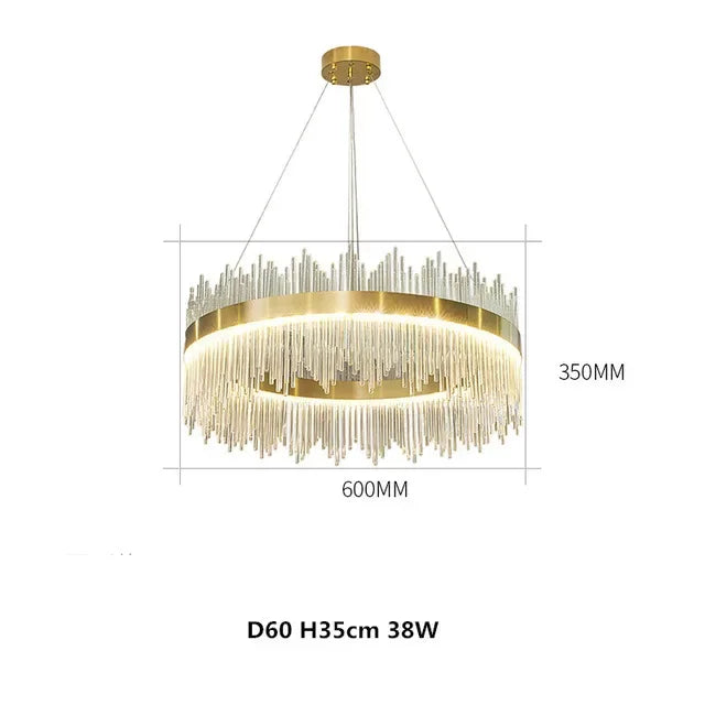 Afralia™ Gold Crystal Chandelier: Dimmable Luxury Pendant Lamp for Bedroom, Living Room & Hotel