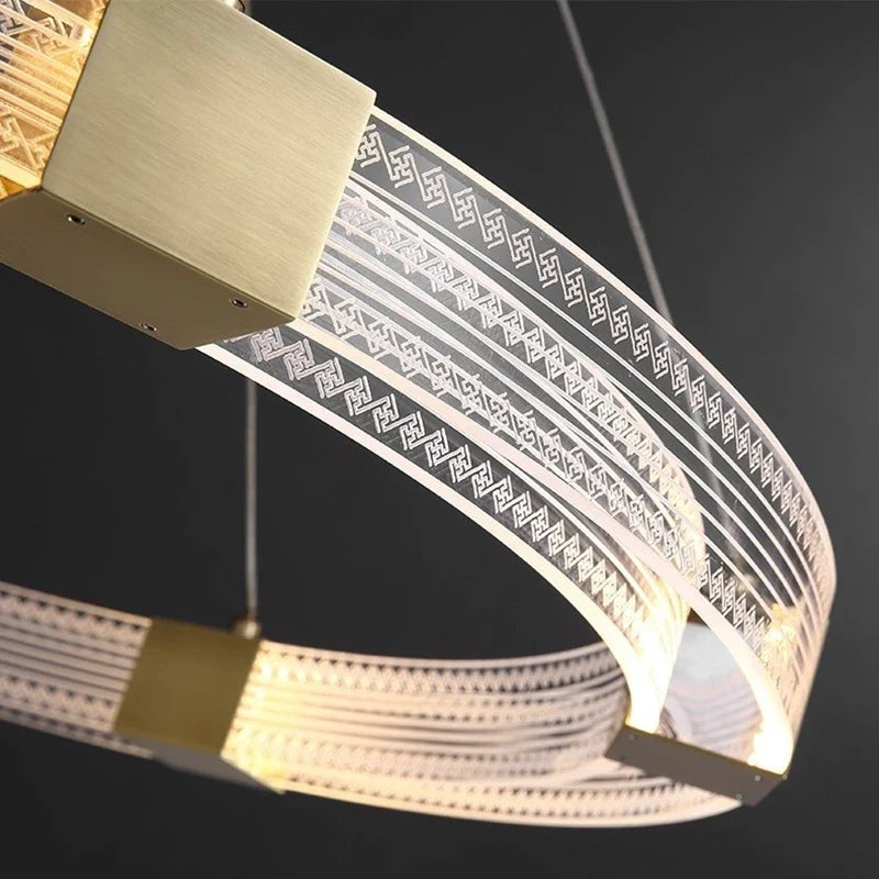 Afralia™ Nordic Oval Ceiling Chandelier Aluminum Acrylic Interior Pendant Light