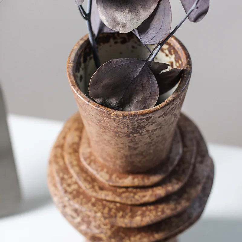 Afralia™ Geometric Pleated Ceramic Vase for Flower Arrangements