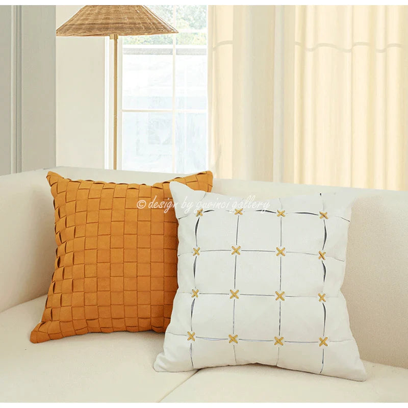 Afralia™ Modern Retro Burnt Sienna Throw Pillow Cover French Fashion Texture