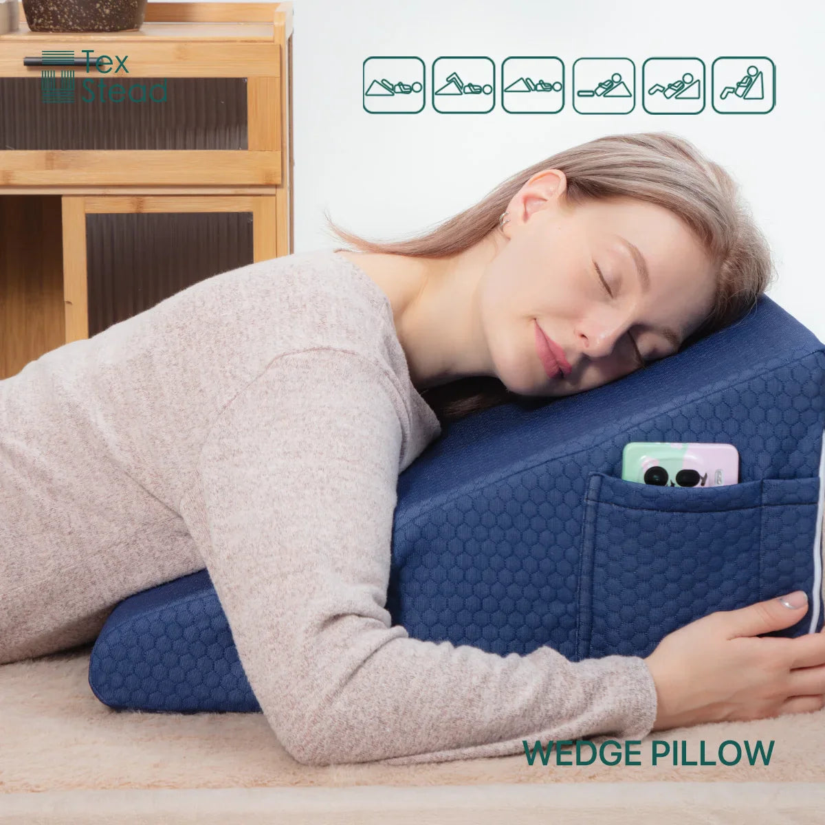 Afralia™ Memory Foam Wedge Pillow for Acid Reflux Relief & Comfort Support