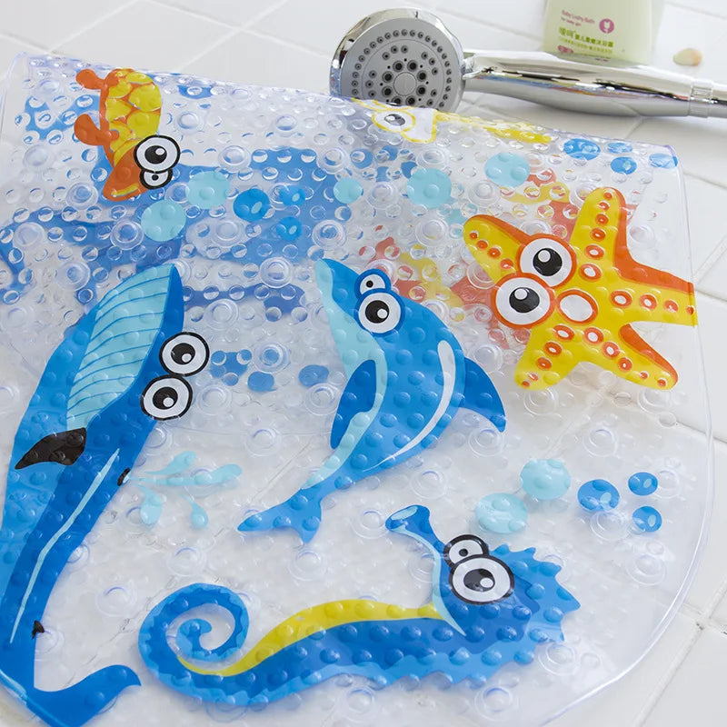 Afralia™ Cartoon Non-Slip Bathroom Mat with Suction Cup for Child Bathtub Eco-Friendly