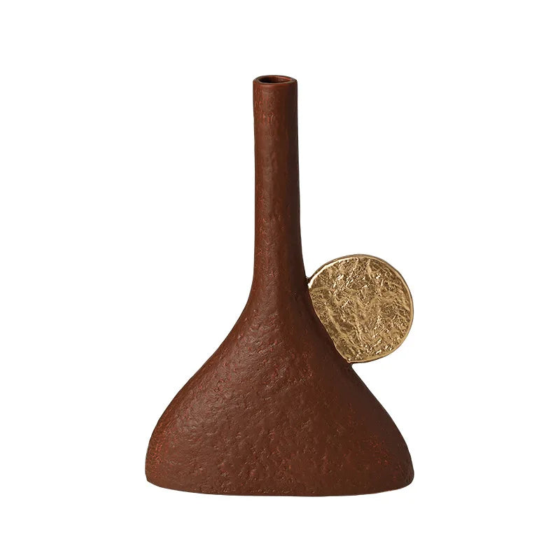 Afralia™ Geometric Triangle Ceramic Vase Flower Arrangement Home Decoration Art