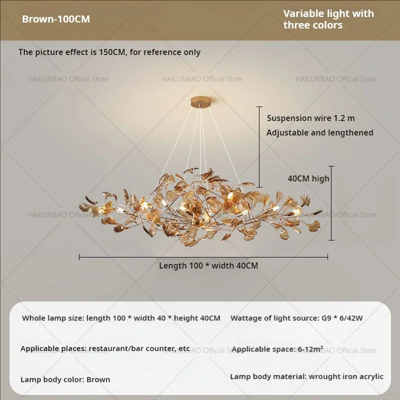 Afralia™ Gingko Leaf Chandelier: Modern Luxury Art Decor for Home, Restaurant & Bar