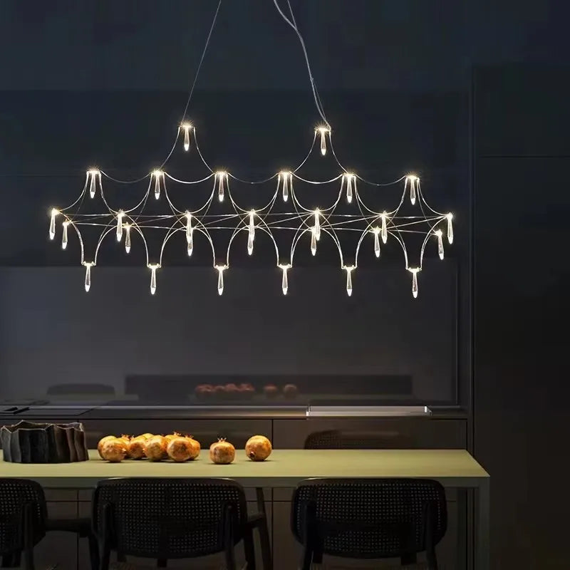 Afralia™ Nordic Art Deco Crystal Chandelier Pendant Light Fixture LED Living Room