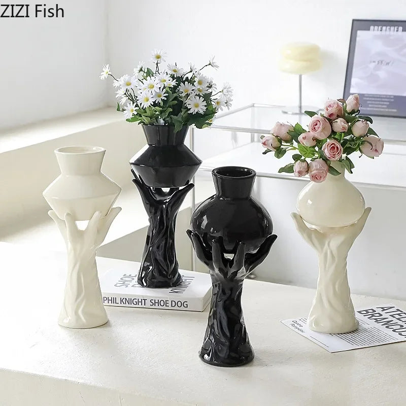 Afralia™ Floral Vase Desk Decoration Artificial Flowers Room Decor