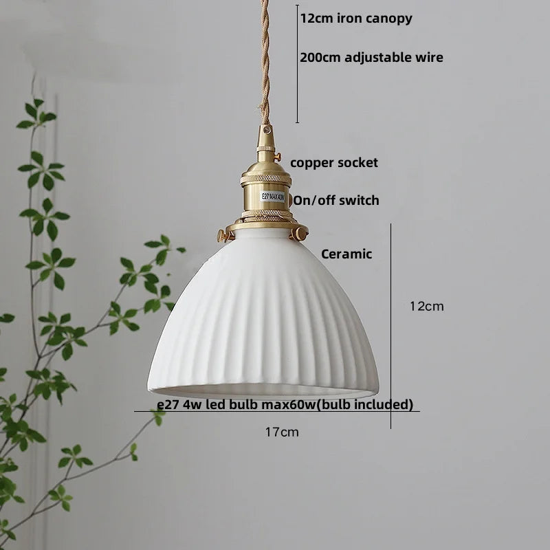 Afralia™ Ceramic Copper LED Pendant Light - Nordic Modern Hang Lamp for Living Room