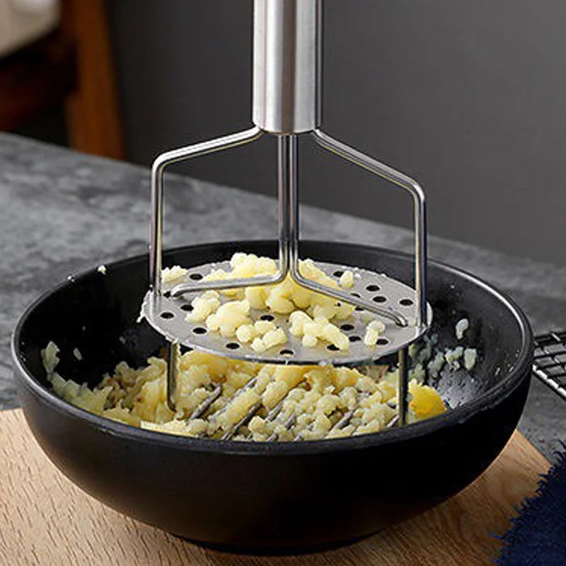 Afralia™ Double-layer Stainless Steel Potato Masher & Food Crusher for Kitchen Vegetable Fruit