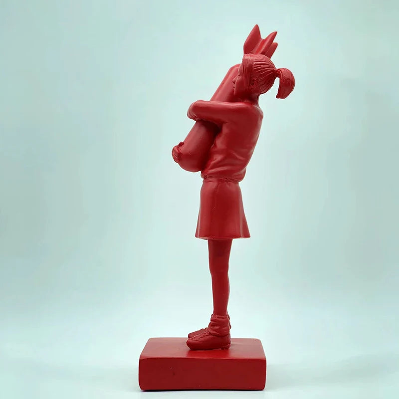 Afralia™ Bomb Hugger Girl Resin Statue Sculpture for Home Decor and Desk Ornament
