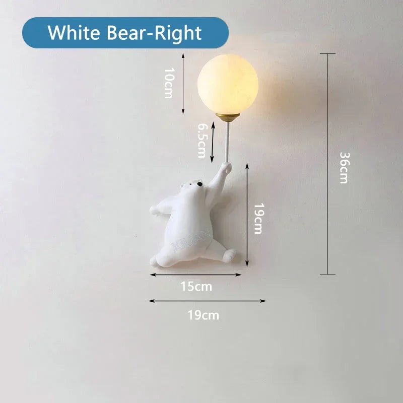 Afralia™ Bear Moon Wall Lamp: Modern Cartoon Light for Kids' Bedroom Décor