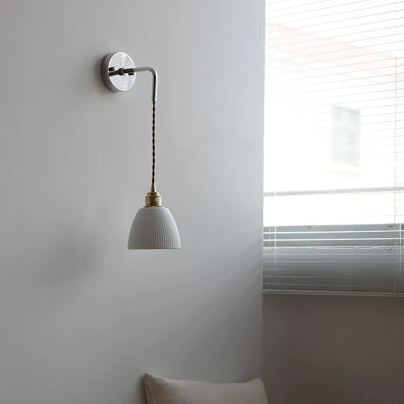 Afralia™ Ceramic LED Wall Light with Pull Chain Switch - Nordic Design