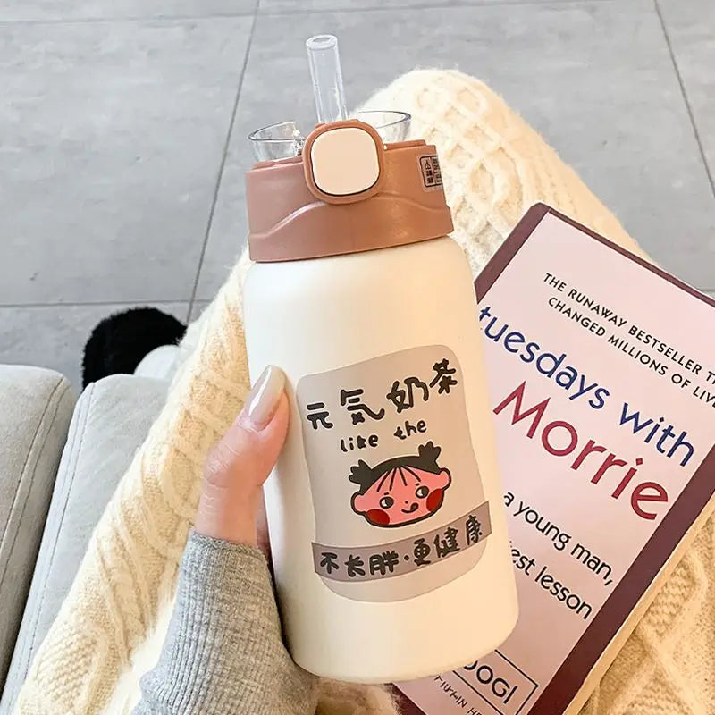 Afralia™ Cute Straw Thermos Cup for Girls - High-End Portable Water Cup for Children