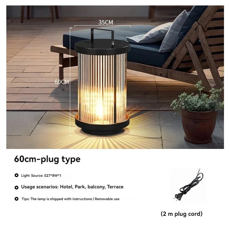 Afralia™ Solar Glass Lantern Garden Floor Lamp for Villa Courtyard Lawn