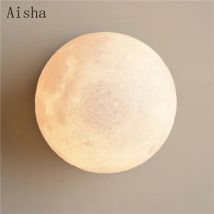 Afralia™ Circular Planet Wall Lamp: 3D Lunar Sconces for Home, Bedside, Background Wall