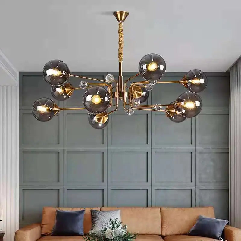 Afralia™ Glass Bubble Chandelier: Luxury LED Glass Ball Suspension Lamp for Living Room, Bedroom, and Shop