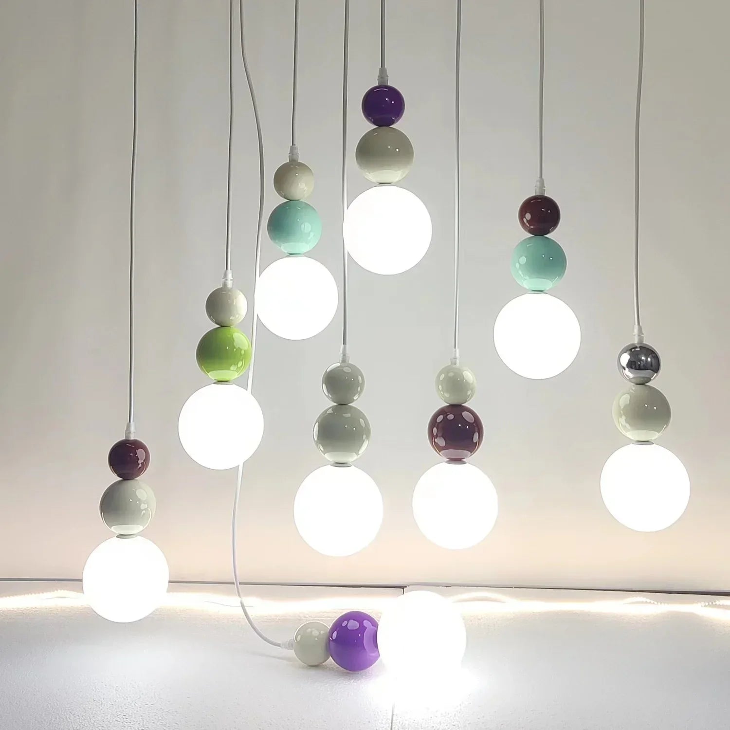 Afralia™ Nordic Three Ball Pendant Lamp Colorful Chandelier