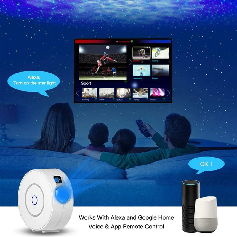 Afralia™ Star Projector Night Light: Smart WiFi Galaxy LED for Kids, Alexa & APP Control