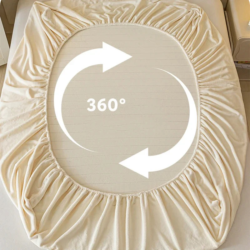 Afralia™ Cozy Velvet Fitted Sheet: Thick Warm Bed Cover for Bedroom Living Room