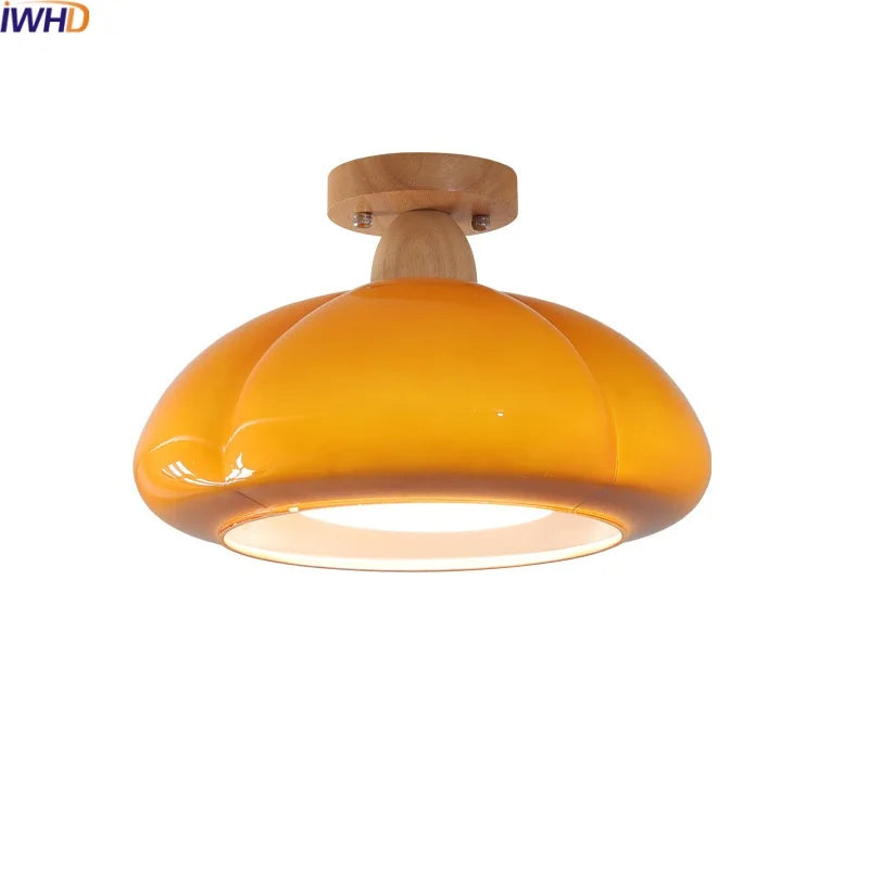 Afralia™ Pumpkin Glass LED Ceiling Light Fixture for Modern Home Lighting