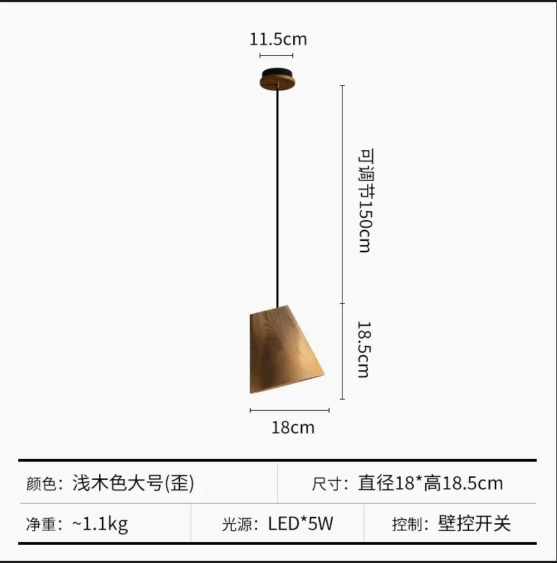 Afralia™ Nordic Wood Bedside Lamp LED Chandelier for Bedroom, Restaurant, and Bar Table