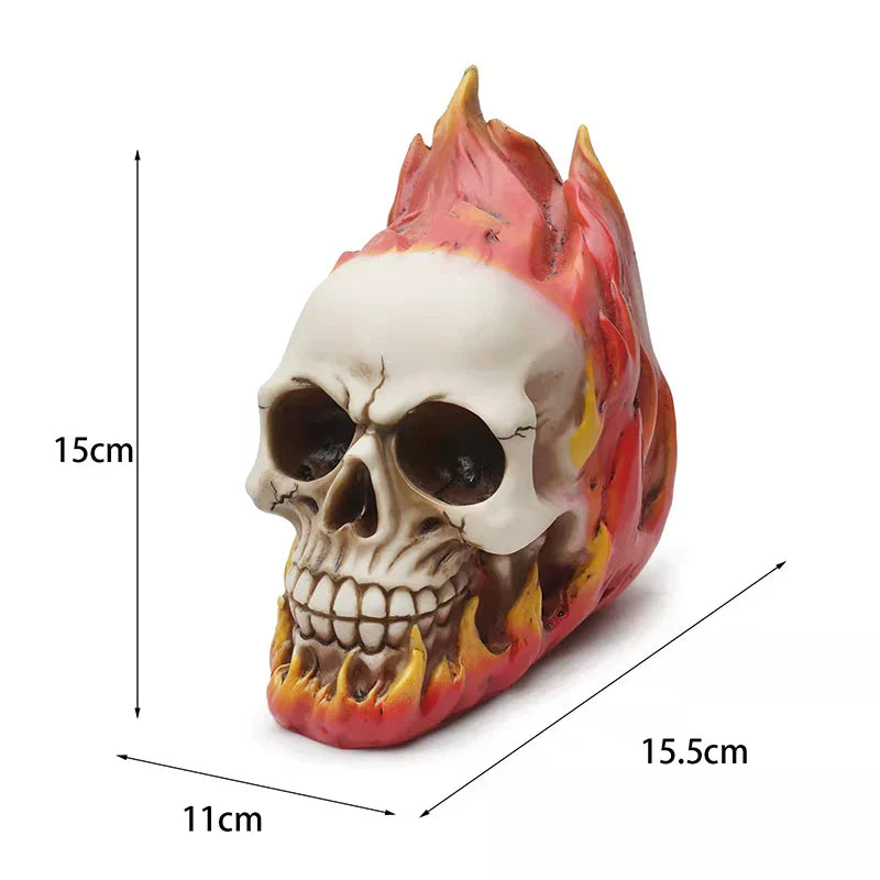 Afralia™ Flame Skull Resin Statue - Halloween Horror Party Decor & Interior Ornament