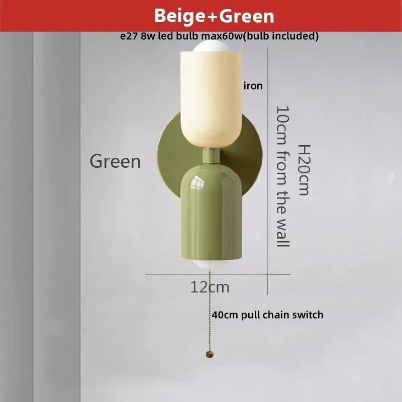 Afralia™ LED Wall Lights Colorful Iron Double Heads Modern Bedside Lamp