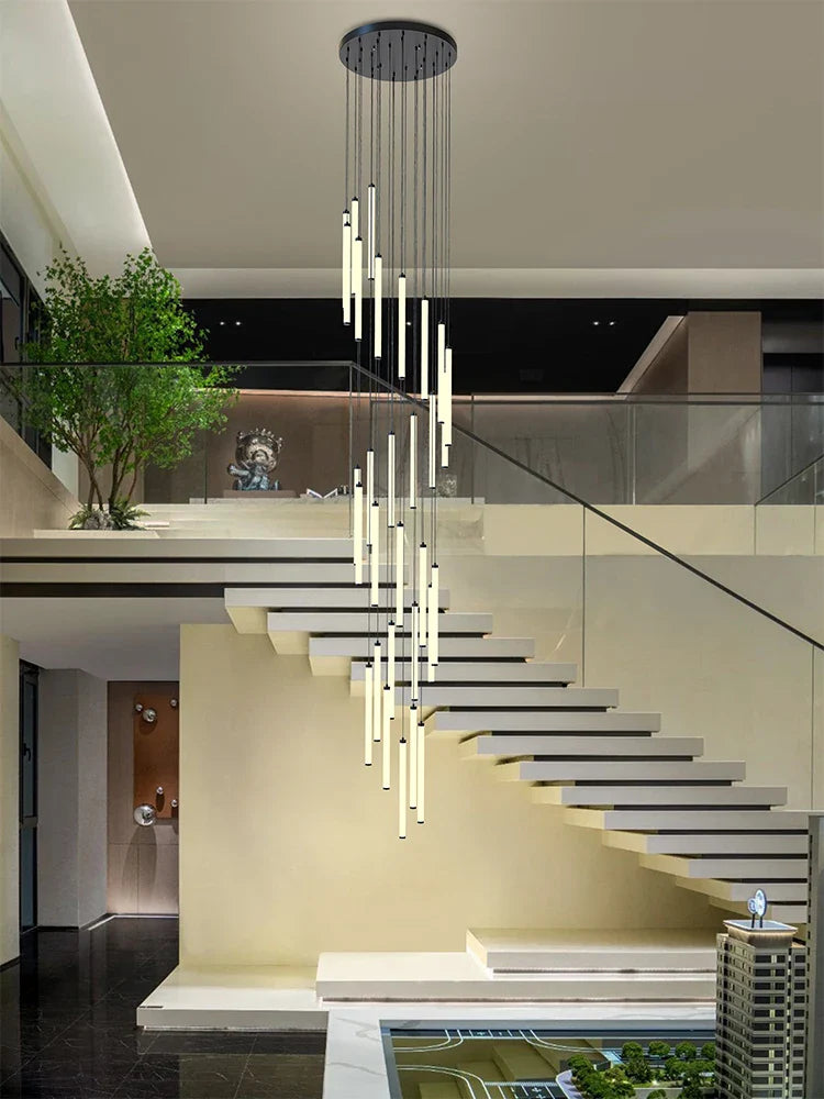 Afralia™ LED Staircase Chandelier for Home Hotel Hall Lighting