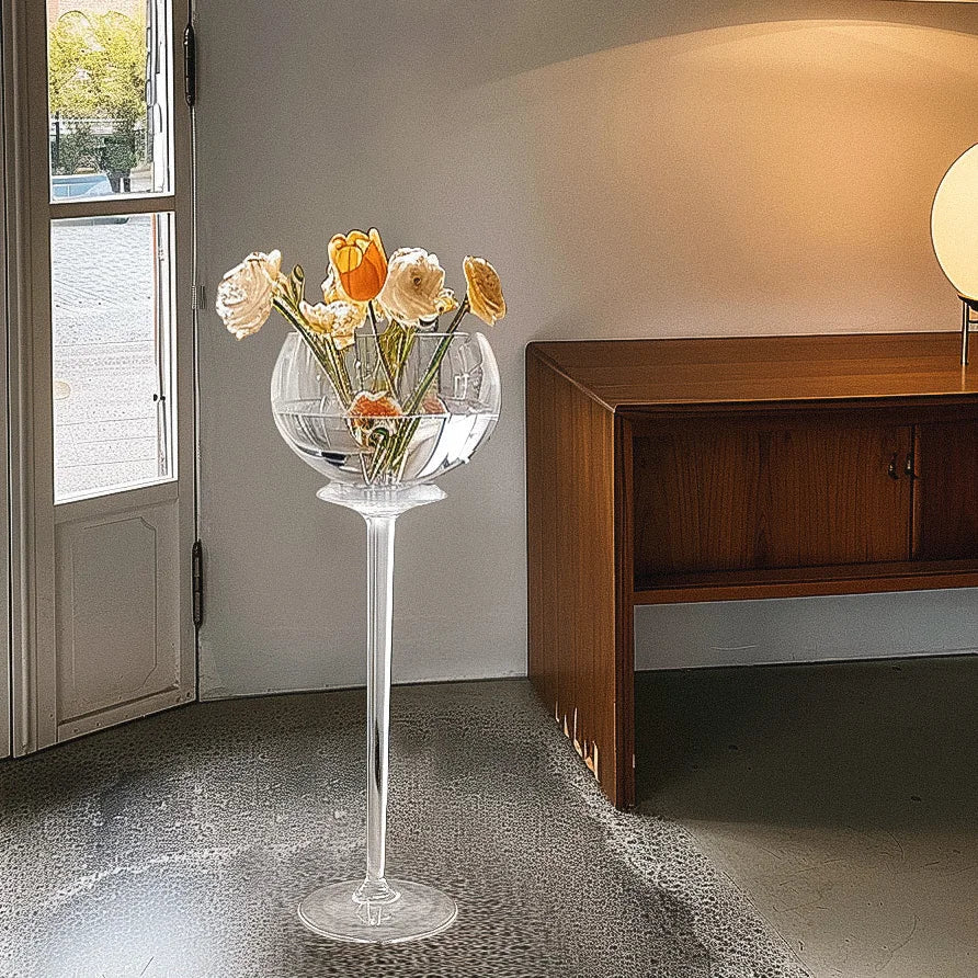 Afralia™ Oversized Transparent Glass Vase Luxury Floor Planter