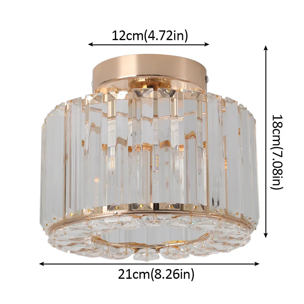 Afralia™ Modern Crystal Chandelier Flush Mount Ceiling Light for Bedroom Hallway Office