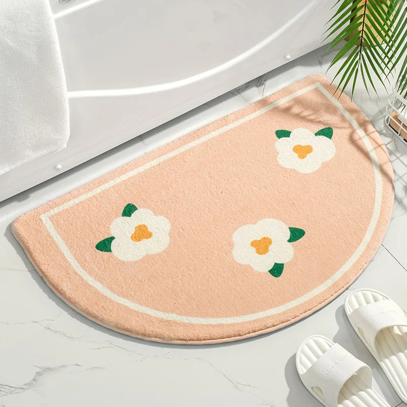 LUNABIRD Text Flowers Soft Floor Mat - Small Fresh Design