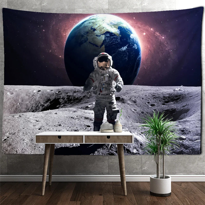 Afralia™ Astronaut Moon Tapestry Wall Hanging - Boho Hippie Living Room Decor