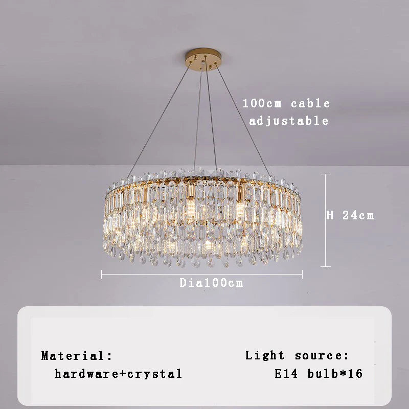 Afralia™ Luxury Crystal Oval Chandeliers: Long Hanging Ceiling Light Fixture