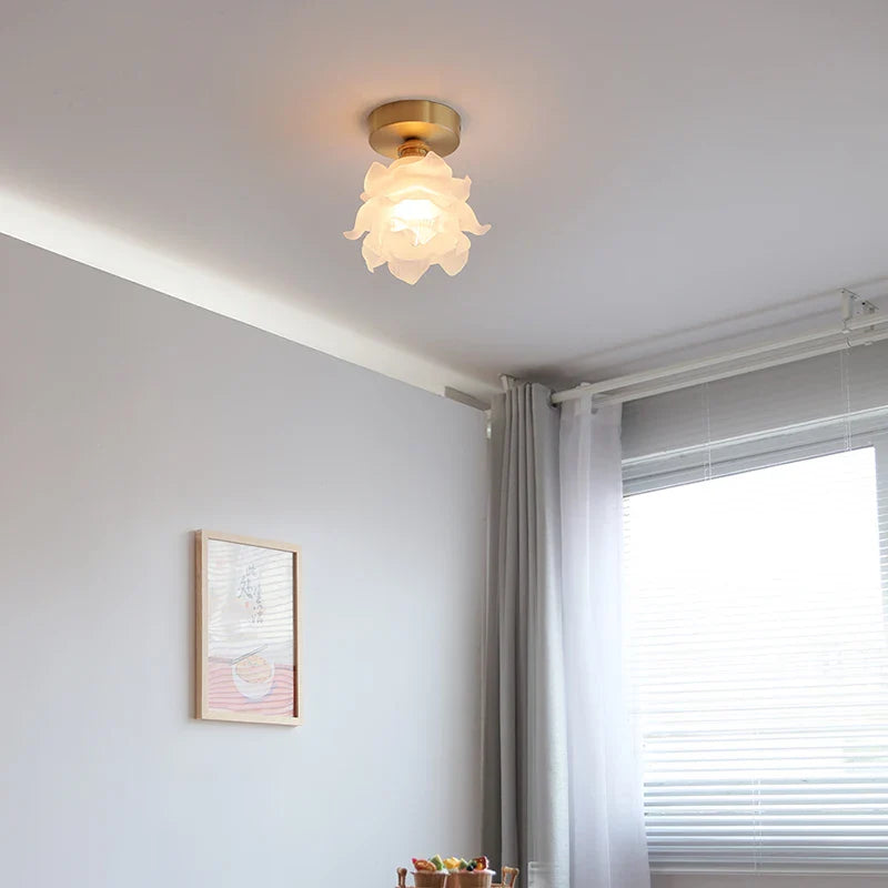 Afralia™ Modern Glass Copper LED Ceiling Light Chandelier for Home, Living Room, Kitchen