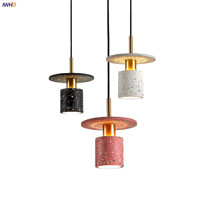 Afralia™ Terrazzo Stone LED Pendant Lamp: Adjustable, Modern, Colorful Home Decor Solution