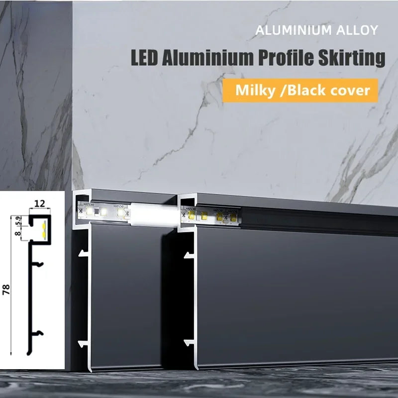 Afralia™ LED Aluminium Profile Baseboard 1M/2M Linear Light Bar for Surface Mounted Skirting