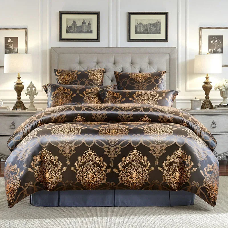 Afralia™ European Satin Jacquard Duvet Cover Set - Smooth & Luxurious Summer Bedding Kit