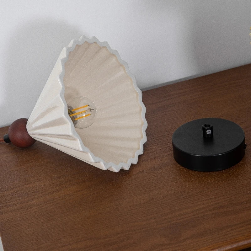 Afralia™ Ceramic Wood Pendant Lamp LED Hanging Light Fixture for Modern Home Decor