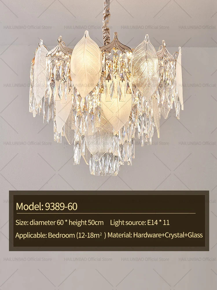 Afralia™ Crystal Leaves Chandelier: Elegant Postmodern Lighting for Living Room, Dining Room, Bedroom
