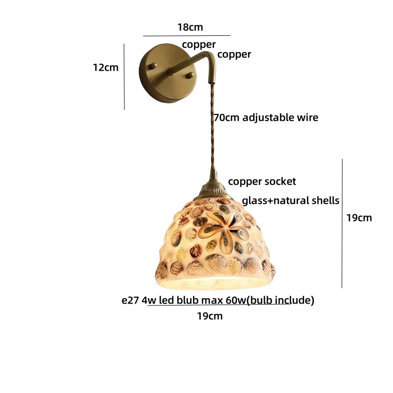Afralia™ Amber Glass LED Wall Sconce with Pull Chain Switch for Bedroom and Bathroom