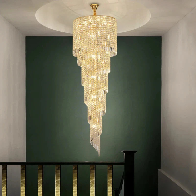 Afralia™ Crystal Chandelier LED Staircase Light Fixture Modern Luxury Home Decor