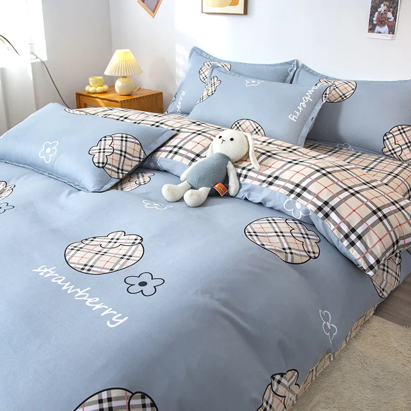 Afralia™ Geometric Pattern Bedding Set: Quilt Cover, Duvet Cover, Sheet, Pillows