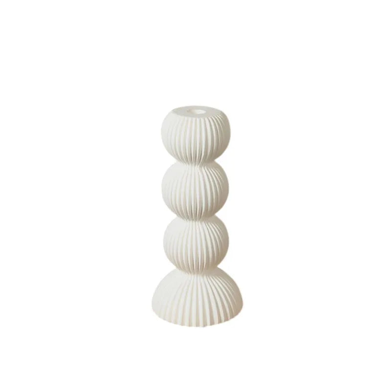 Afralia™ Geometric Ceramic Candle Holder Ornaments Sphere Stripes Decoration Candlestick