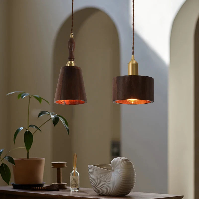 Afralia™ Walnut Wood LED Pendant Light for Home and Restaurant Lighting