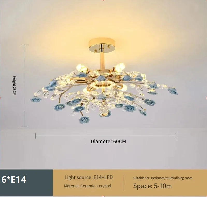 Afralia™ Ceramic Flower Crystal Ceiling Light - Modern Luxe LED Nordic Room Lamp