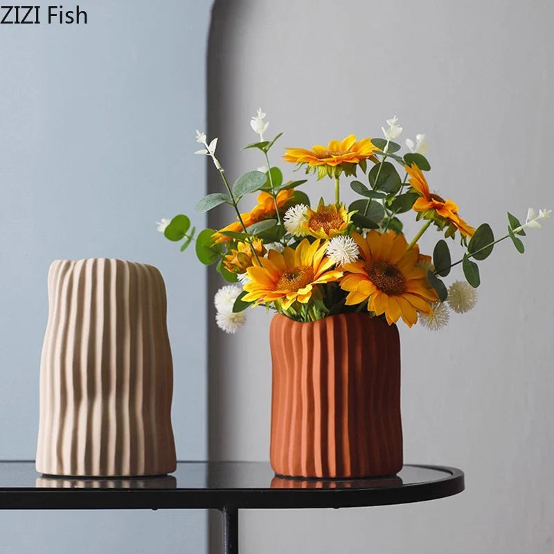 Afralia™ Irregular Ceramic Vase for Modern Floral Arrangement & Room Decor