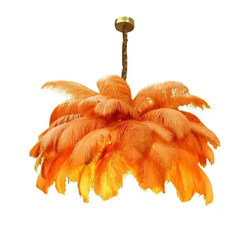 Afralia™ Scandinavian Designer Floral Feather LED Chandelier for Bedroom and Dining Room