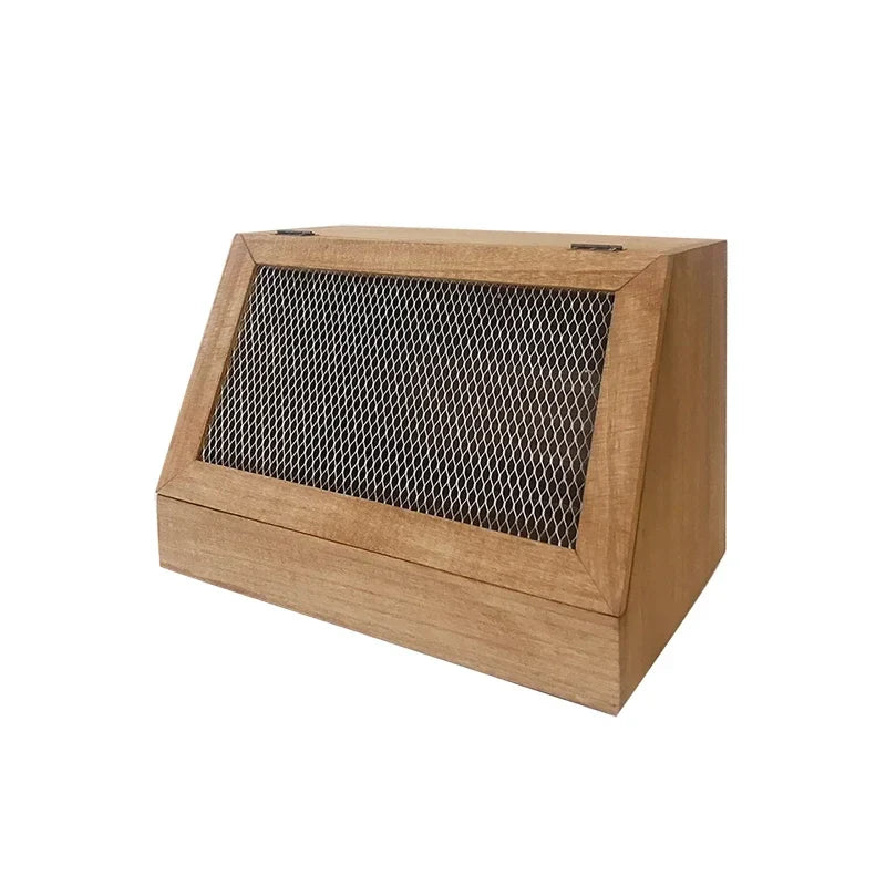 Afralia™ Wood Bread/Fruit Box with Iron Net Tableware - Wedding Party Home Décor