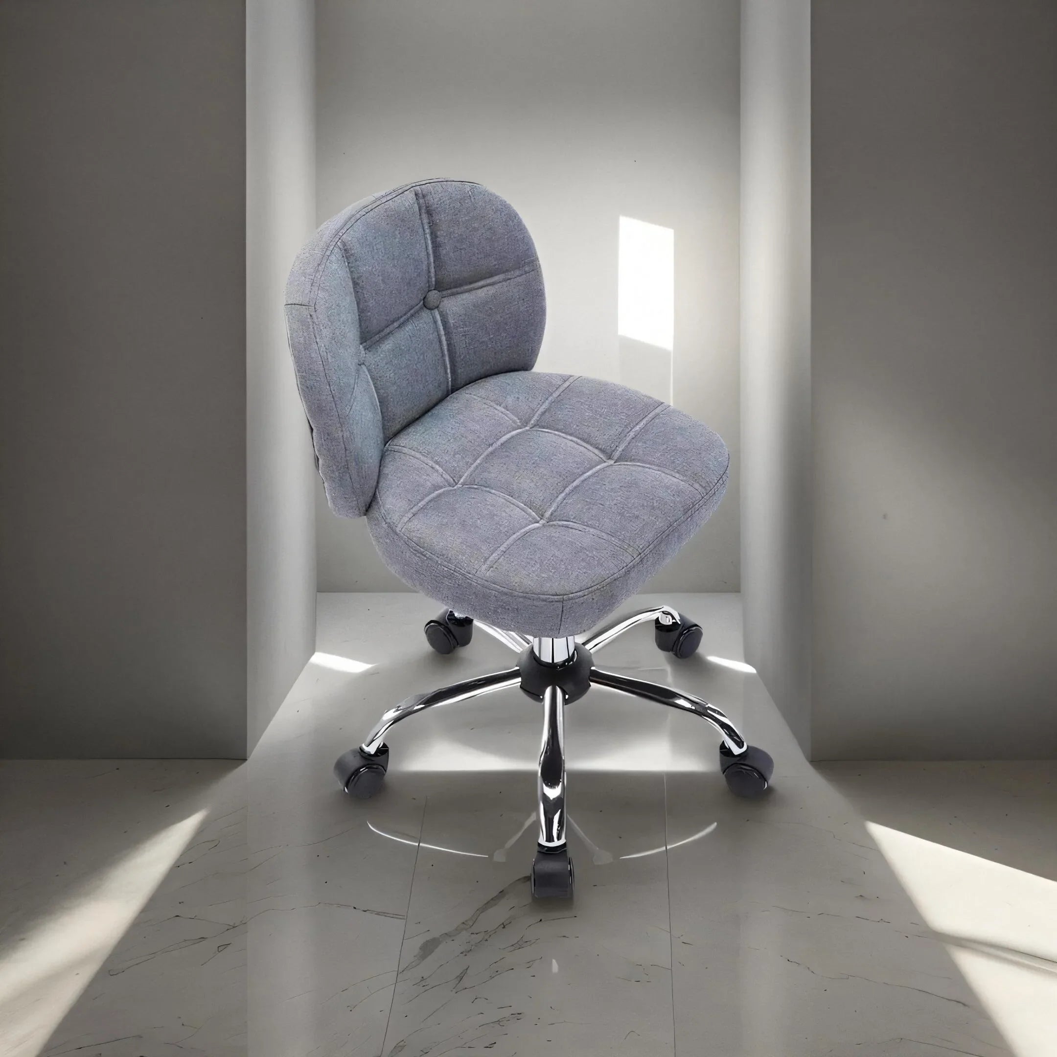 Afralia™ Velvet Office Stool Swivel Computer Chair, Adjustable Height, Low Backrest, Rolling Rocker